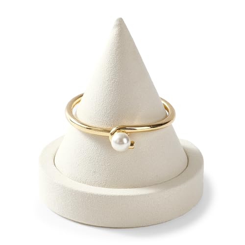 Microfiber Single Bracelet Bangle Display Stand Jewelry Bracelet Bangle Cone Display for Selling(Beige) - color: Beige