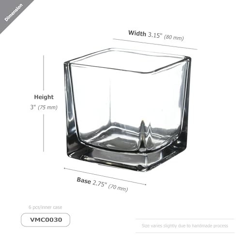 WGVI Clear Square Glass Tea Light Votive Candle Holder, Width 3", Height 3", Small Cube CandleHolders Container Dish Terrarium Tabletop Event Decor, 1 Pieces - size: Clear Cube 3"H
