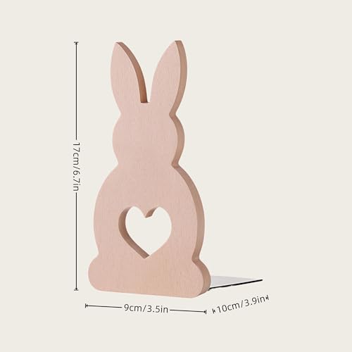 2PCS Cute Rabbit Book Ends - A Detachable Design Decorative bookends ，The Bottom is Equipped with an Anti-Slip Foam pad, the for Book Lovers (Beech Wood) - color: Beech Wood