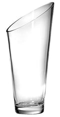 Barski Glass - Handmade - 8.25" H - (8.25 inches High) - Slant Vase - Clear - Made in Europe