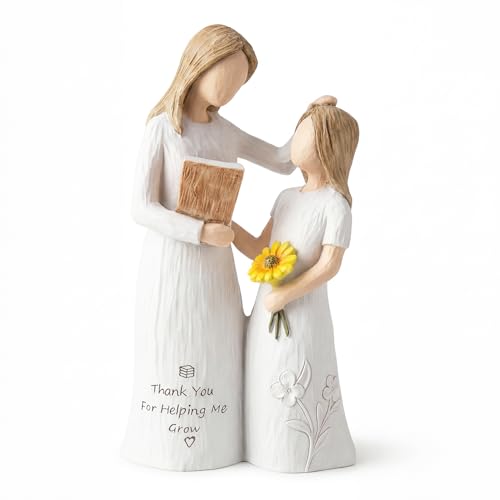 Teacher Gifts for Women, Teacher Appreciation Gifts, Gift for Teachers, Thank You Gifts for Teacher, Solid Resin Sculpture of Teacher and Student Figures, Includes a Greeting Card - 5.71'' - color: White