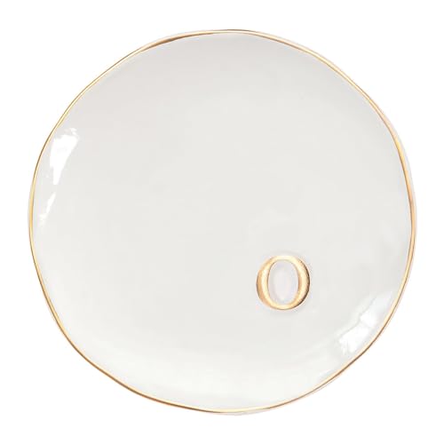 COLLECTIVE HOME - Ceramic Jewelry Tray, Decorative Trinket Dish for Rings Earrings Necklaces Bracelet Watch Keys, Birthday Mother's Day Christmas Gift for Women, 4.75", Glossy (o) - color: O