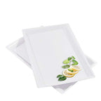 I00000 8 Pack White Plastic Serving Tray, 15" x 10" Rectangle Food Trays, Disposable Serving Platter for Parties, Internal Inclined Design Perfect for Weddings and Party - color: White