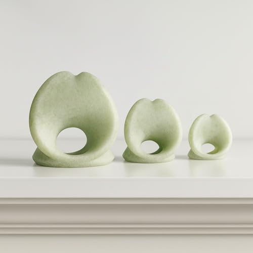 Set of 3 Resin Spheres Abstract Geometric Design – Polyresin Sculptures for Home Decor – Glam Bookshelf Decor for Outdoor & Indoor, Coffee Table Decorations for Living Room – 5", Green