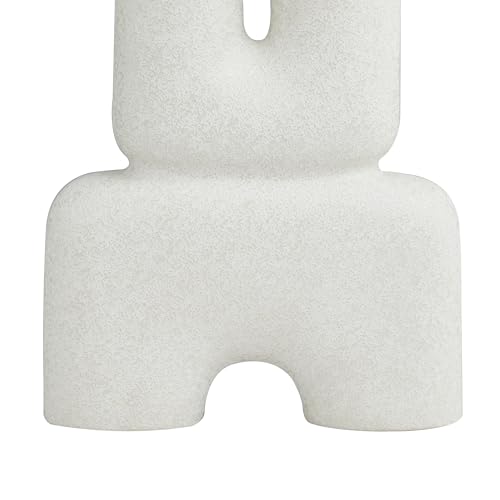 Deco 79 Ceramic Abstract Dual Opening U-Shaped Vase with Glossy Speckled Texture, 11" x 4" x 15", White - color: White