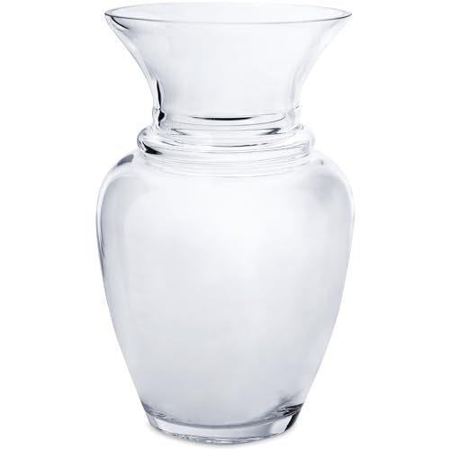 Royal Imports Glass Flower Vase Clear Modern Decorative Centerpiece Urn Wide Mouth Classic Everyday Rose Gathering Wedding Table Bouquet Holiday-Stripes