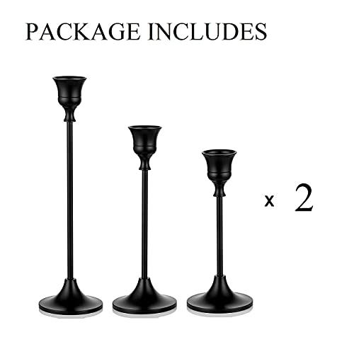 Romadedi Candlestick Holder Matte Black Candle Holder Set of 3 Decorative Candle Holder for Taper Candle for Fireplace Mantel Dinning Table Home Decorations Black 2 Set - size: 2 Set