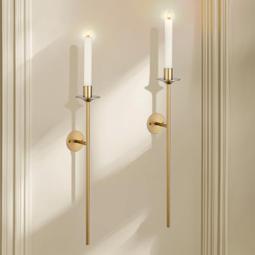 Sziqiqi Wall Candle Holder Gold: Candle Sconces Wall Decor Set of 2 for Dining Room Wall Hanging Candle Sticks Holder for Living Room Fireplace