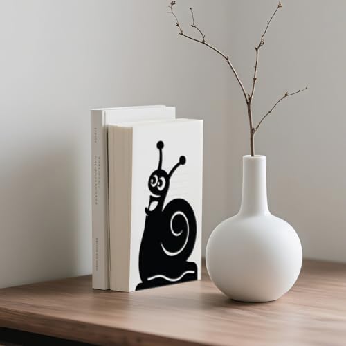 WADORN 1 Pair Cute Snails Metal Decorative Bookend for Shelves, Heavy Duty Book Ends Unique Non-Skid Books Holder Stand Black Book Support Stoppers for Desk Bookshelf Office Home, 5.3x4.3x7.9 Inches - color: Cute Snails