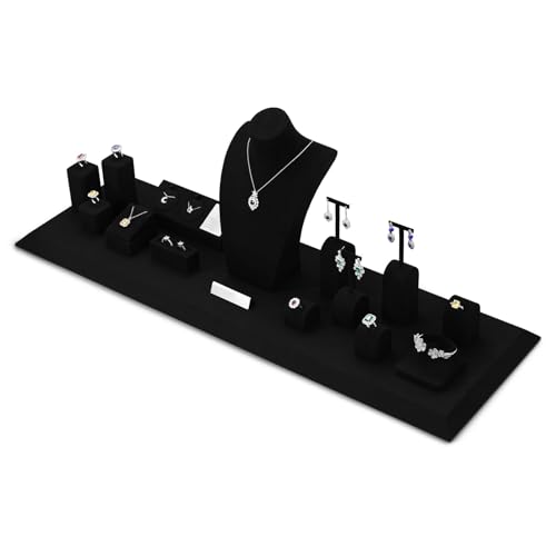 Microfiber Jewelry Pendant Display Stand Jewelry Necklace Organizer Display Stand (Black) - size: 2.36" x 2.83" x 2.17"