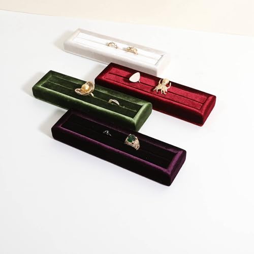 Velvet Ring Storage Organizer, Jewelry Display Holder with Slots for Show, Velvet Jewelry Ring Stand for Selling【Purple】 - color: Purple