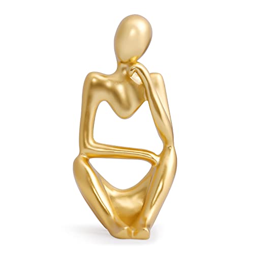 INNOLITES Resin Statue Thinker Style Decoration Abstract Sculptures Collectible Figurines for Home Decor Modern Office Shelf Desktop（Gold-Right - color: Gold-right