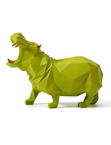 HAUCOZE Hippo Statue Animal Sculpture Figurine Modern Home Decor Table Art Gift for Bedroom Living Room Green Polyresin 7.1 Inch - color: Green