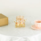 Hurricane Candle Holder, Gold Pillar with Crystal Accents & Windproof Glass Lid - Elegant Centerpiece for Weddings, Dinners, Party Decor - size: Small
