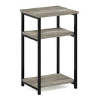Furinno Just 3-Tier Metal Frame End Table with Storage Shelves, 1-Pack, French Oak - color: French Oak, size: 1-Pack, Metal Frame, 3-Tier