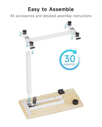 BIZUM Small Electric Standing Desk Bedside Table with Hidden Wheels 31.5 x 15.8 Inch Adjustable Computer Laptop Office Desk, Maple - color: Maple