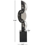 Deco 79 Crystal Geometric Decorative Sculpture Abstract Two-Tone Home Decor Statue with Stacked Semi Circles, Accent Figurine 5" x 4" x 18", Black