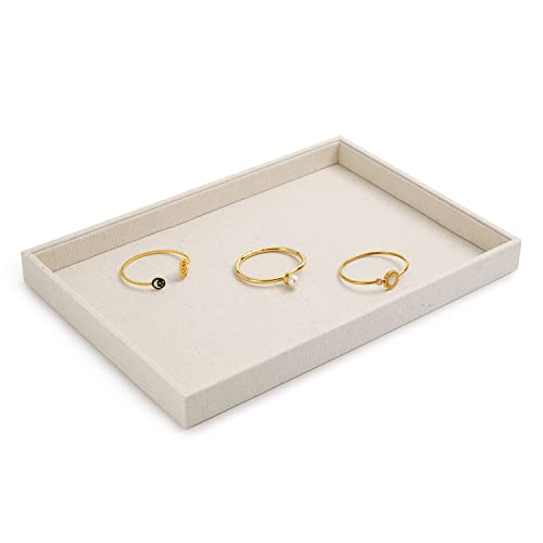 Oirlv linen Jewelry Display Trays Stackable Necklace Bracelet Ring Showcase Display Empty Plate(Pack of 1) - size: 1 Grids