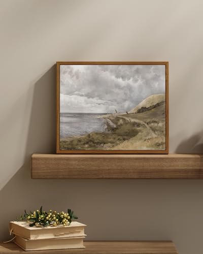 InSimSea Framed Canvas Wall Art Vintage Decor, Coastal Wall Art Seaside Landscape Paintings, Rustic Farmhouse Wall Decorations for Living Room Office Bedroom Decor, 11"x14" - color: Danish Coastal, size: 14"L x 11"W