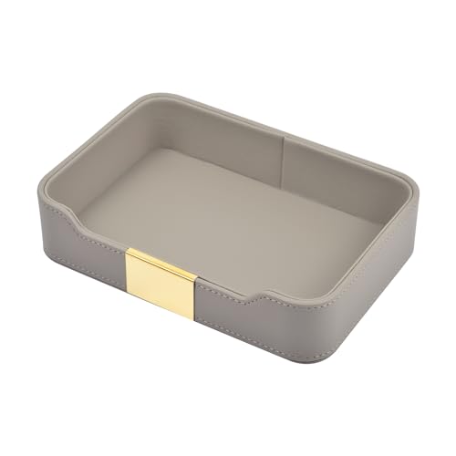 Leather Jewelry Tray Desktop Storage,Luxury Perfume Tray Nightstand Organizer Entryway Decorative Tray,for Jewelry Watch Cosmetics Keys Phone Wallet Home & Office Accessories,Gray - color: Gray
