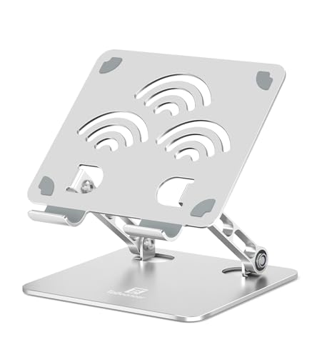 Adjustable Tablet Stand for Desk, Premium Aluminum Holder for iPads, Tablets, Kindles, Switch, Phones, and All Devices up to 14 Inches. Portable and Foldable Silver, Plus Size - color: Silver, size: Plus Size