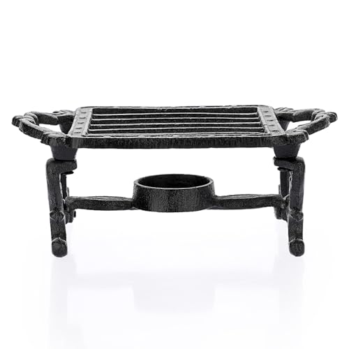Sumnacon Tea Warmer Cast Iron Tea Pot Warmer with Tealight Candle Holder Sturdy Functional Teapot Warmer Stand for Office Party or Desk RetroTea Pot Heater for Heating Milk,Tea,Coffee,Food - size: 7.5x4.7 Inch