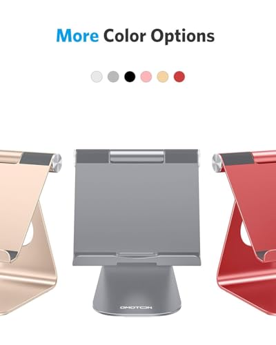 OMOTON Tablet Stand Holder Adjustable, T1 Desktop Aluminum Tablet Dock Cradle Compatible with iPad Air/Mini, iPad 10.2/9.7, iPad Pro 11/12.9, Samsung Tab and More, Grey - color: Grey