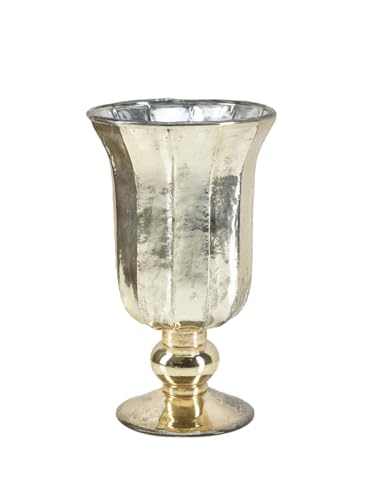 Serene Spaces Living Antique Gold Vase for Flowers, 8 1/2in Gold Urn for Centerpieces, Weddings, Events - size: Single, Gold
