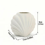 Ceramic Shell Vase, Matte White Decorative Vase for Home Decor, Modern Coastal Flower Vase for Pampas Grass, Small Tabletop Vase for Living Room Shelf Bedroom Entryway