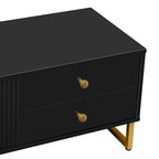 Modern TV Stand with Drawers for TVs up to 75'', Media Console Storage Cabinet Entertainment Center Furniture for Living Room Bedroom, Gold Metal Legs, 70.9-Inch, Black - color: Black