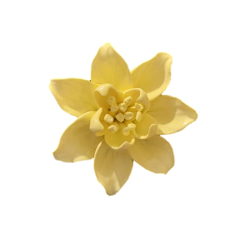 Ceramic Flower Wall Art, Artificial 3D Flower Wall Art, Handmade 3D Wall Art Hanging Sculpture, Porcelain Flower Wall Decoration for Home Office Decor (Yellow,Magnolia,2.76") - color: Yellow,Magnolia,2.76"