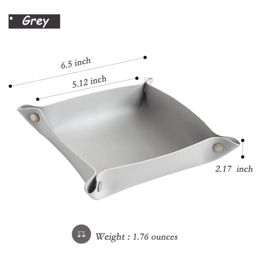 Leather Jewelry Valet Tray, Small Catchall Tray, Key Tray for Entryway Table, Nightstand, Suitable for Travel, Storage, Home or Office (Light Grey-S) - color: Light Grey