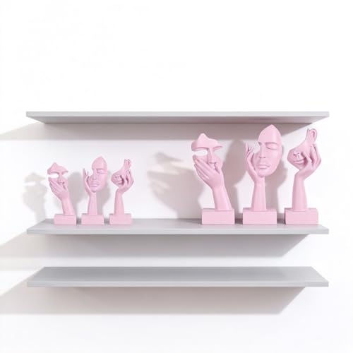 3 Pcs Thinker Large Statue Set - Pink Art Abstract Home Accent Figurines for Living Room, Bedroom, Shelves, Office Desktop, Coffee Table Decor, Gift for Women (3 Pcs Pink, 9") - color: 3 Pcs Pink, size: 9"