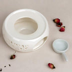 KAYCROWN Teapot Warmer, Ceramic Tea Warmer with Tealight Holder, Teapot Heater for Heating Tea, Coffee, Milk, Tea Light Warmer (White)