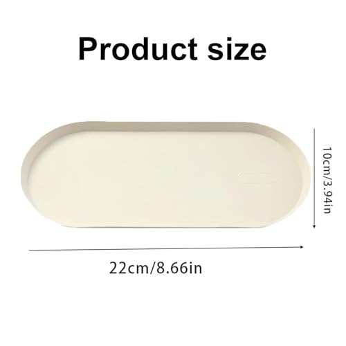 White Silicone Vanity Tray, 8.66x3.94 Inch Oval Food-Grade Counter Organizer, Dishwasher Safe Scratch-Proof Storage Tray for Jewelry Makeup Bathroom Desk - color: White