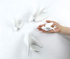 FANWNKI Ceramic Flying Birds Sparrows Wall Mount Hanging Decor White-Set of 4 - size: Set