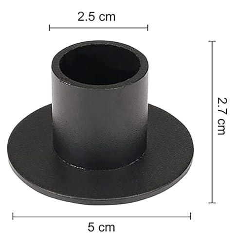 2 Pcs Black Iron Candle Holder with 2 Pcs Double Sided Tape for Dinning, Taper Candles, Wedding and Party Decoration (Black)
