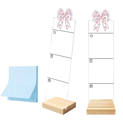 Monitor Memo Board Computer Monitor Memo Board Sticky Note Organizer Bow Acrylic Desk Accessories Removable Wooden Base Set Sticky Notes 100 Sheets 11.8×3.1 inches - color: Bow 01