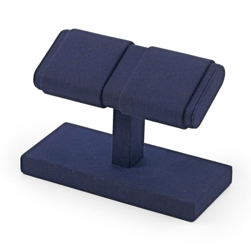 Microfiber Watch Display Stand T-bar For Men And Women, Jewelry Holder Organizer For Wristwatch/Bracelet/Storage Display Rack (Blue) - color: Blue, size: 2 Slots