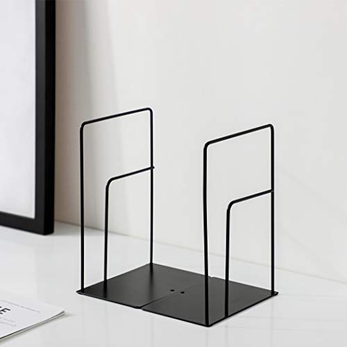 Minimalist Style Bookends Metal Adjustable Books Holder Stand Book Rack Desk Bookend - Rectangle, Black - color: Rectangle, Black