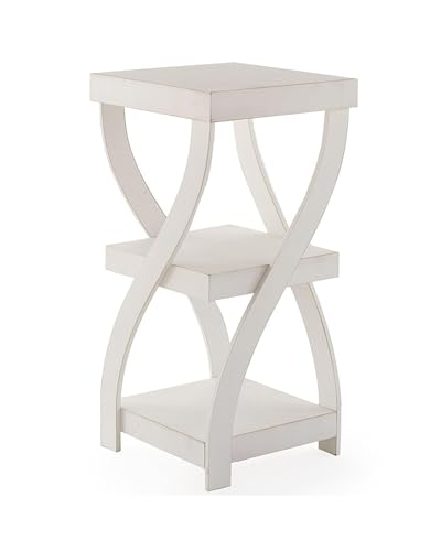 The Lakeside Collection Distressed Twisted Wood Accent Table - Distressed White - color: Distressed White