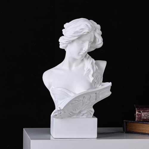 11.8" H Greek Mythology Bust Statue Decor,Artemis Statues Roman Goddess Figurines,Used for Sketch Practice Aesthetics Statues and Sculptures and Indoor Filling Space for Living Room, Bedroom (White) - color: White, size: Large
