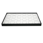 Novel Box Jewelry Display Tray Black Plastic 8.25 x 14.75 x 1 Large Jewelry Tray with 24 Gem Jars Insert | Rectangular Display Trays for Collectibles | Rock Collection Tray | Gem Display Tray - color: 24-Gem Jars White Foam Liner, size: Plastic Tray: 8.25
