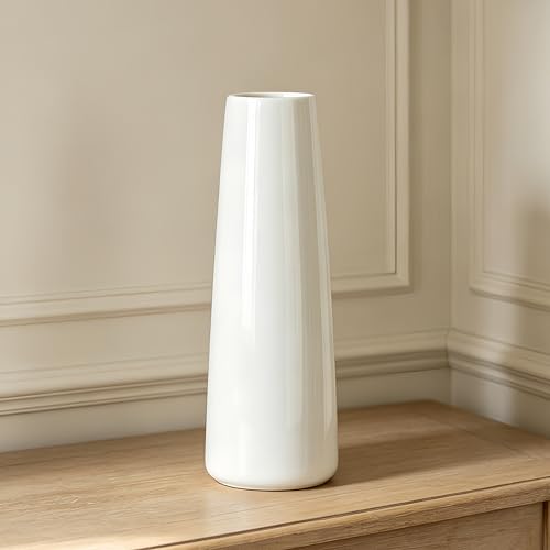 12 Inch White Vase Ceramic Flower Vase, Tall Vases for Pampas Grass, Home Decor, Modern Textured Vases for Living Room Decorations,Table Centerpieces,Shelf,Farmhouse Small Ceramic Vase - style: Shape 12
