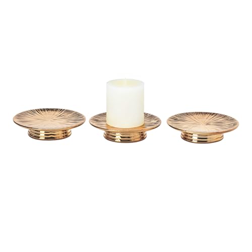 Ceramic Bronze Candle Plate Set, 3-Piece – Decorative Candle Holder Tray for Pillar Candles, Jewelry, Trinkets or Bathroom Counter – Antique Bronze Finish for Tabletop & Home Décor - color: Bronze