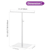 Purse Display Stand T Shaped, Countertop Jewelry/Scarf/Handbag T-Bar Display Stand, Tabletop Double Hook Hanging Stands for Long Necklaces, Metal with Adjustable Height - White - color: White