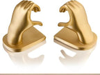1Pair/2Piece Gold Heart Hands Book Ends, Non-Slip Heavy Duty Bookends for Shelves, Unique Sculptural Book Stopper for Home Bedroom, Living Room & Office Desk Decor