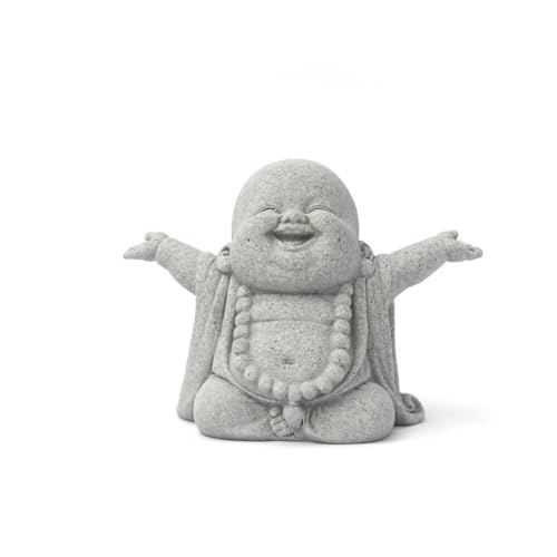 Stone Buddha Sculpture Zen Praying Statue Sculptures Ornament for Wealth Good Luck Feng Shui Decor Home Office Fish Tank Decoration