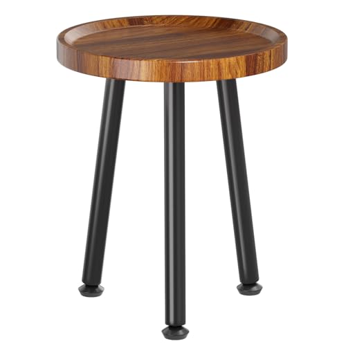 Ekisemio Plant Stand Outdoor Indoor, Mid Century Wood Side Table with Walnut Finish & Raised Edge, Modern Small End Table for Living Room (12.5"x18")