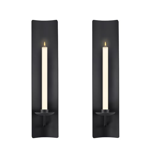 OYEFLY 2 Pcs Candle Sconces,Metal Wall Candle Holders (Black)